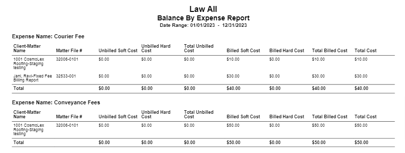 CosmoLex expense tracking