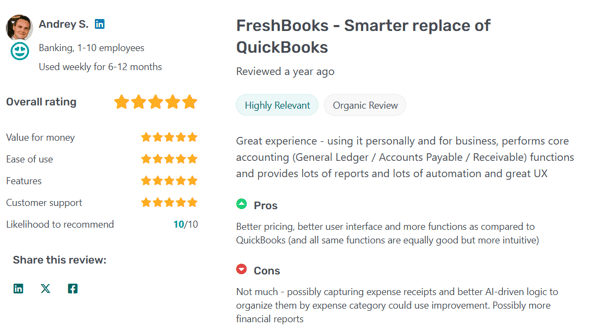 Freshbooks average rating 2 