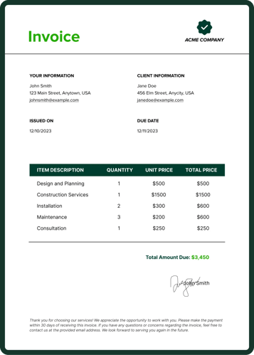 bonsai Streamlined Invoices
