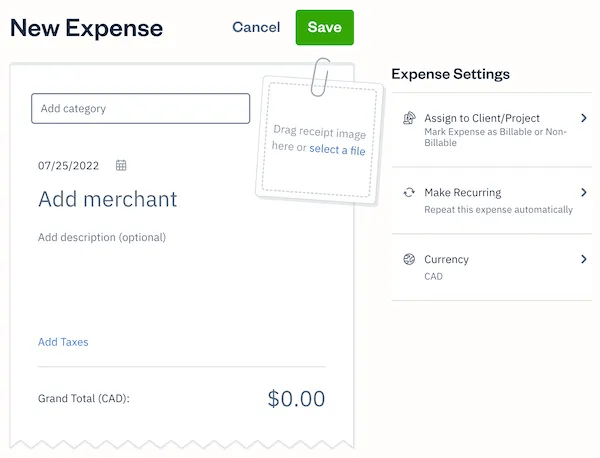 freshbooks Expense Tracking1peg