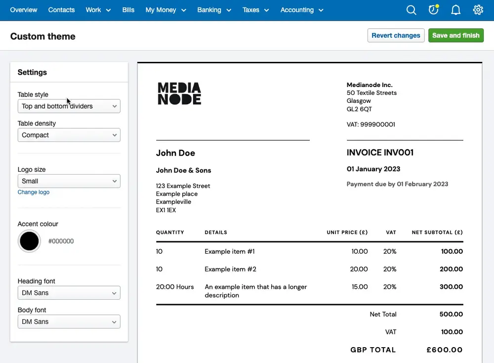 invoice-customisation