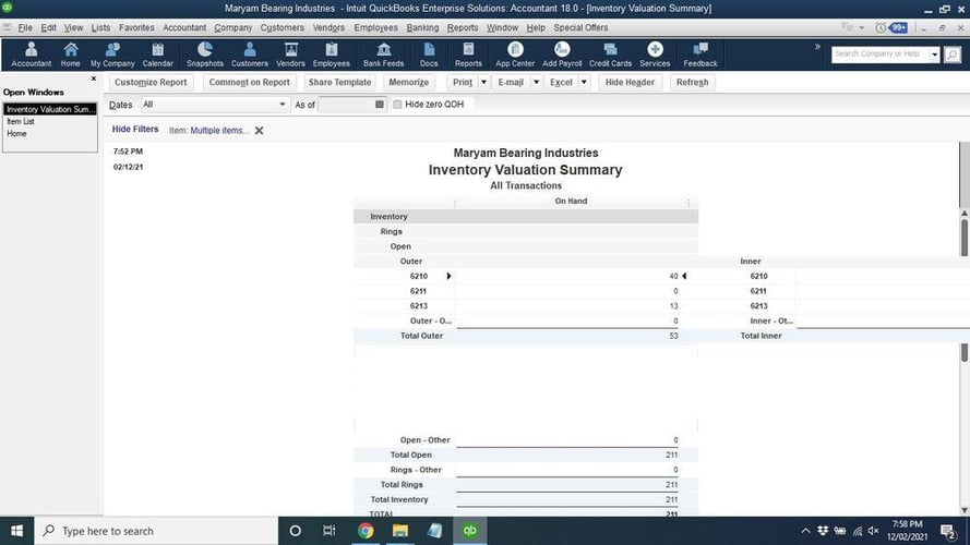 quickbooks Inventory Summary Reports