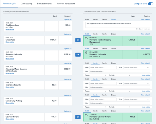 xero Bank reconciliation