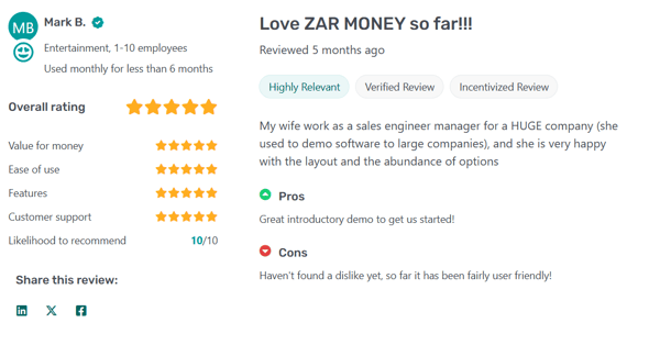 zarmoney average rating 4