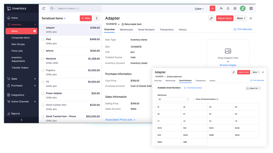 zoho Inventory Tracking