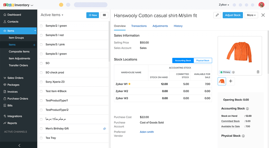 zoho Multi-Warehouse Management